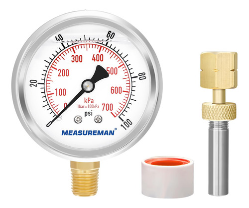 Measureman Medidor De Presión Relleno De Líquido De 0-100.