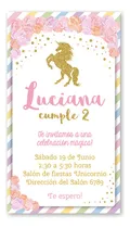 Comprar Invitación Cumpleaños Digital Unicornio Arcoiris 2 Formatos