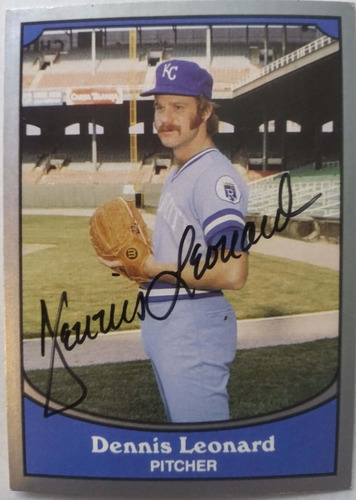 Dennis Leonard Signed Baseball Card