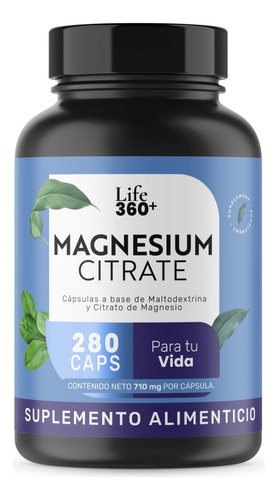 Suplemento Citrato Magnesio Life 360+ 280 Cápsulas 
