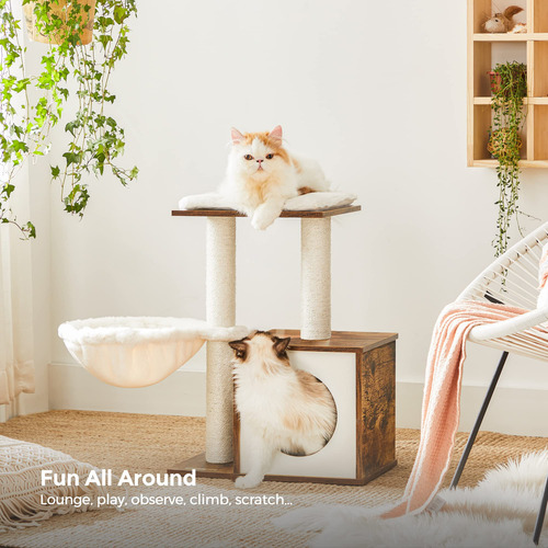 Torre Moderna Para Gatos Pequeños Con Rascadores Y Cojines