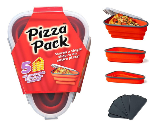 Contenedor Pizza Recipiente Pizza Plegable Almacenamiento Color Rojo