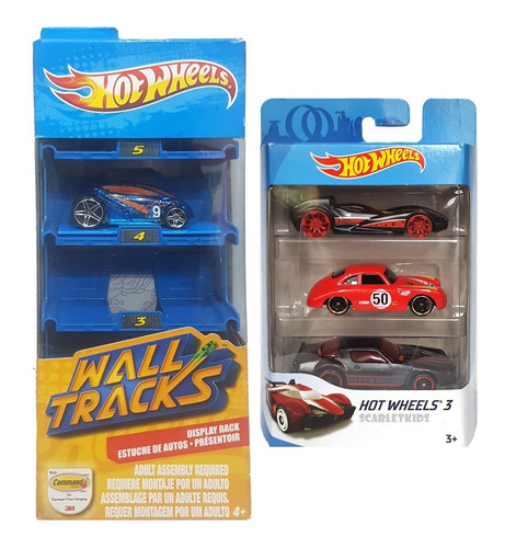 Hot Wheels X3 + Estuche Colgante Con Auto Original Mattel