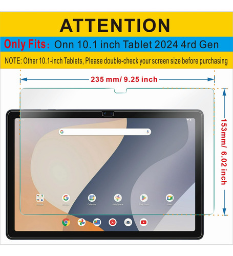 Protector De Pantalla Xunylyee Para Tableta Onn 10.1 2024 4ª