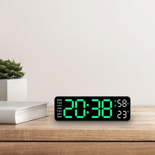 Digital Wall Clock Digital Alarm Clock Green Light White