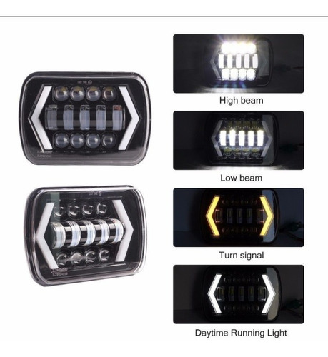 2 Faros Led 5x7 Drl High/low 55w Jeep,dodge,chevrolet,etc...