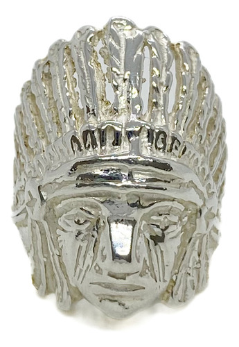 Anillo Indio Cacique Plata 925 Macizo T:15