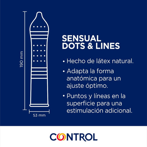 Imagen 2 de 6 de Preservativos Control Sensual Dots&lines X12 Uds