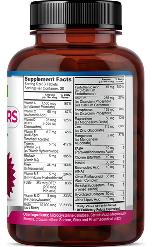 60tab Fineland Hsn Factors Ingredientes P/ Cabello Piel Uñas Sabor Sin Sabor