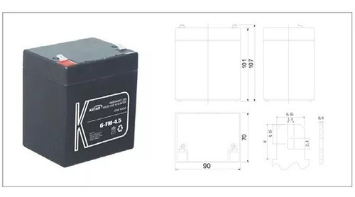 Imagen 2 de 3 de Batería Recargable 12v 4.5ah Pila Ups Lámpara Alarma Cercos