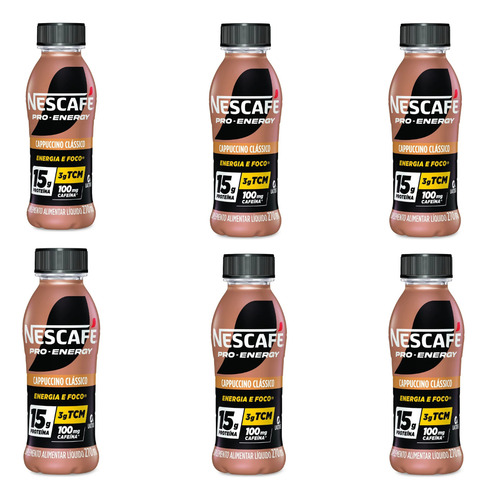 Pack Com 6 Uni Pro Energy Capuccino Clássico 270ml Nescafé