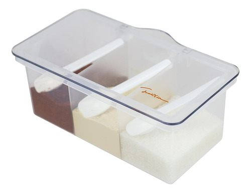 Caja De Condimentos De Plástico Con Rejillas Y Cucharas