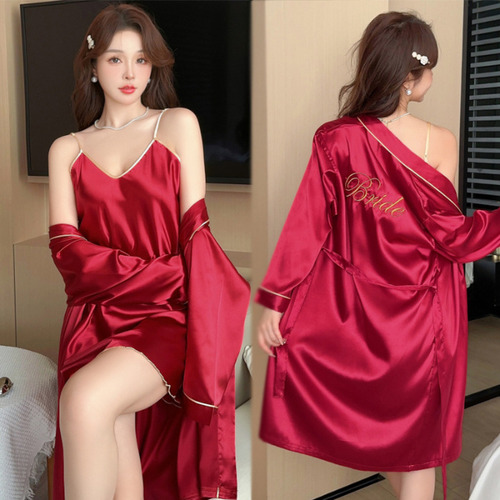 Pijama Para Mujer, Camisón De Seda, Bata De Baño