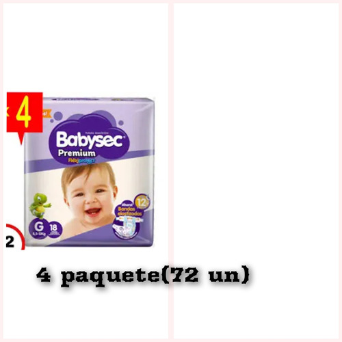 Pack 4  Pañal Babysec Premium P,m,g,xg,xxg