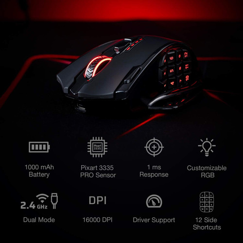 Redragon M913 Impact Elite - Mouse Inalámbrico Para Jueg
