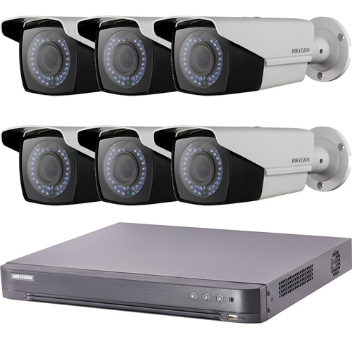 Kit Seguridad Hikvision Dvr 8 Ch + 6 Camaras 2mp Varifocal