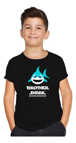 Polera Estampada Baby Shark Brother Shark Familia Tiburon 