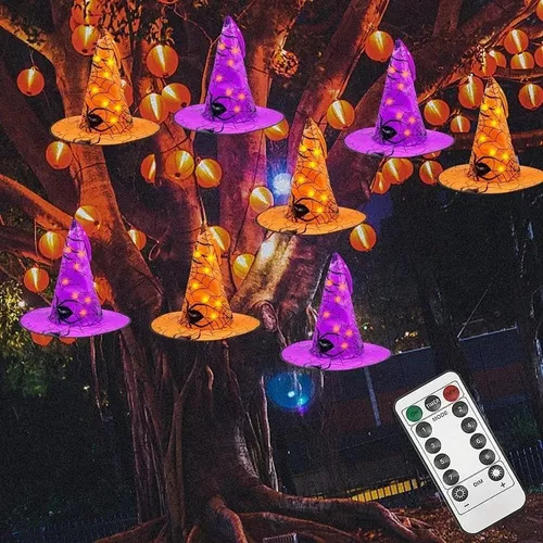 Sombreros De Bruja Iluminados De 8 Piezas Para Decoración De