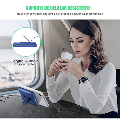 Power Bank Inalámbrico Magnético 10000mah Saiviek S1032- Azul Cargador 5.0a 22.5w Carga Super Rápida,bateria Portatil Pila De Usb-c Con 3 Salida Con Soporte ,banco De Energía Magsafe Azul