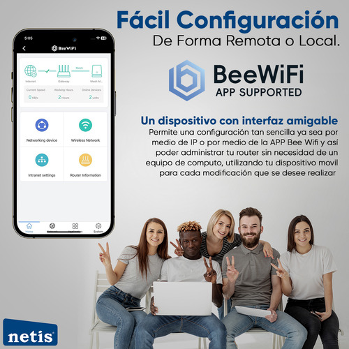 Netis Router Wifi Nc65 De 1200 Mbps / Modos Router - Access Point - Wisp - Repetidor / 4 Antenas 5 Dbi Y Puerto Gigabit / Enrutador Inalámbrico