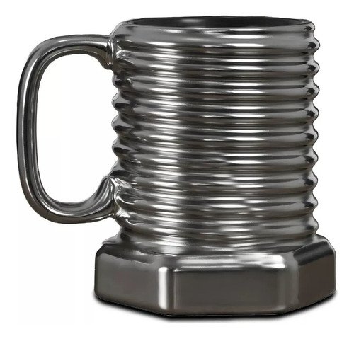 / Taza De Ceramica En Forma De Tornillo Color Plateado
