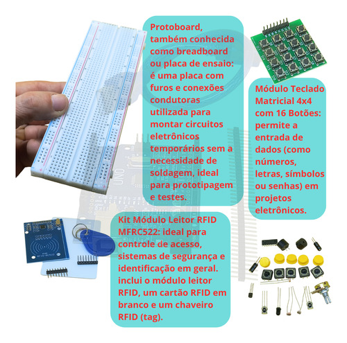 Kit Uno R3 Maker 100pcs + Protoboard Rele Compativel Arduino