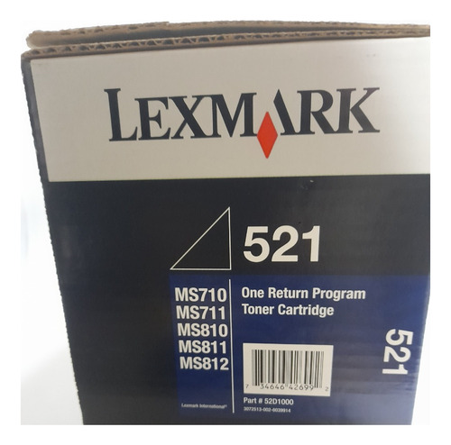 Toner Lexmark, Modelo 521, Origin Ms 710, 711, 810, 811, 812