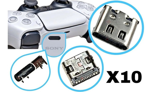 10 X Puerto Conector Centro Carga Ps5 Playstation Dualsense