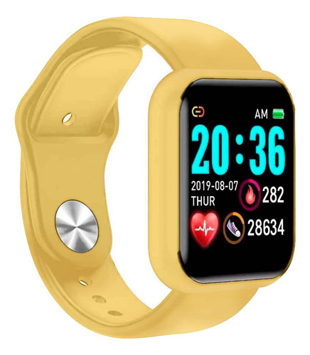 Reloj Inteligente Deportivo Y68 Smartwatch Bluetooth Caja Amarillo