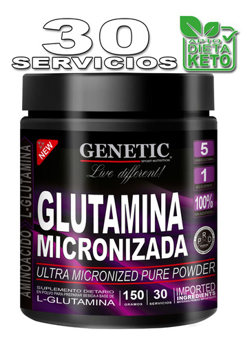 N1 Glutamina 150gramos Genetic Crecimiento Muscular Definido