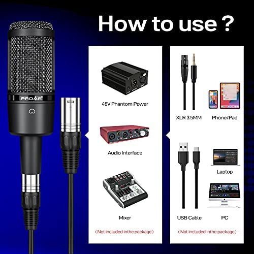 Microfone Condensador Xlr, Microfone De Gravação De Estúdio