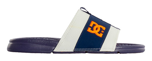 Ojotas Dc Shoes Lynx Slide Azul Logo Naranja Originales