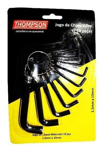 Imagem 1 de 2 de Chave Allen 1,5mm A 10mm Thompson - Kit C/10 Peças