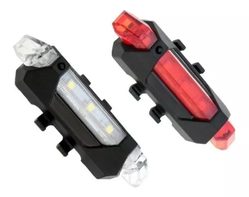 Combo Luces Delantera Y Trasera Bicicleta Recargable Via Usb