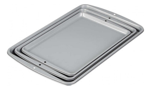 Set De Charolas Para Galletas 3 Piezas / Wilton Color Plateado