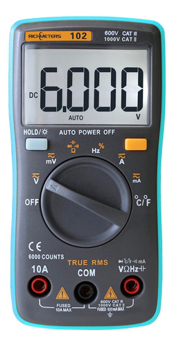 Richmeters Rm102 True Rms Multifuncional Lcd Multímetro