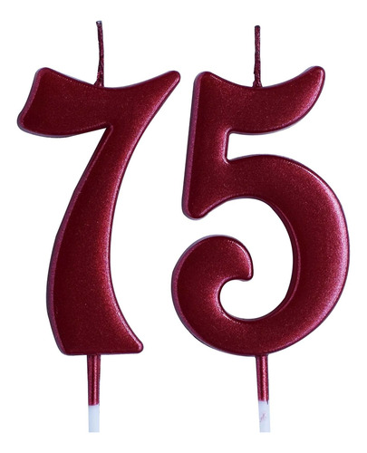 Vela Roja 75 Cumpleaño Numero Antigüedad Pastel Topper Mujer