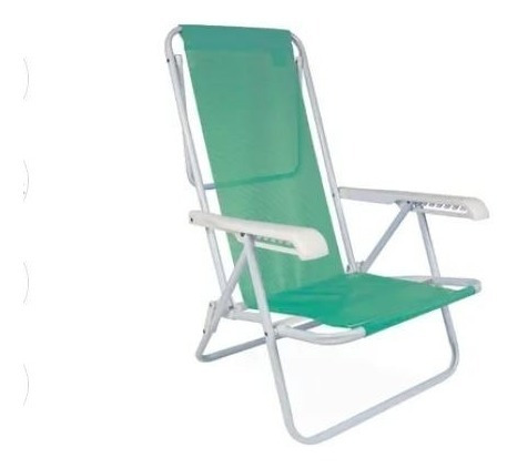 Cadeira De Praia Reclinável 8 Posições Verde 2 Cadeiras 2259
