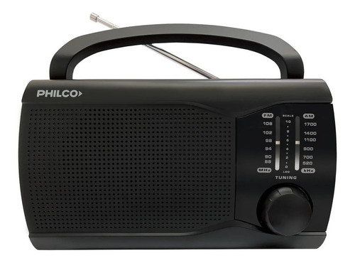 Radio Portatil Philco Prm60p Am Fm Dual Antena Telescópica Color Negro