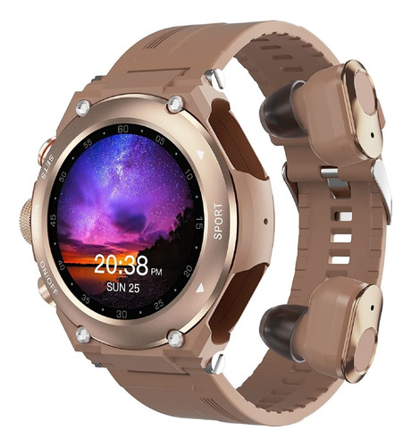 Reloj Inteligente Con Audifonos Bluetooth Rastreador Fitness Color De La Caja Chocolate