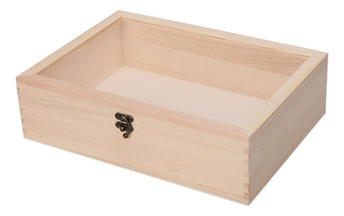 Caja De Almacenamiento De Madera Con Tapa Acrílica Transpare