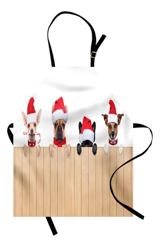 Ambesonne Delantal De Navidad, Grupo De Perros De Papa Noel 
