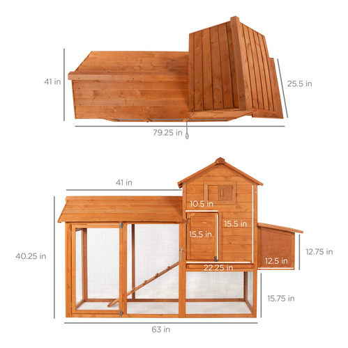 Gallinero De Madera Para Aves Con Rampas Y Corral