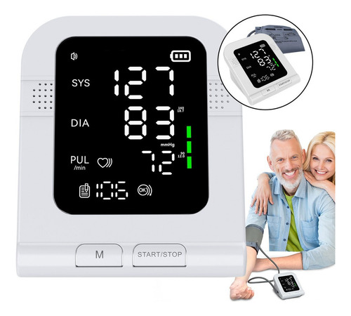 Baumanómetro Automático Tensiómetro De Brazo Digital Color Blanco