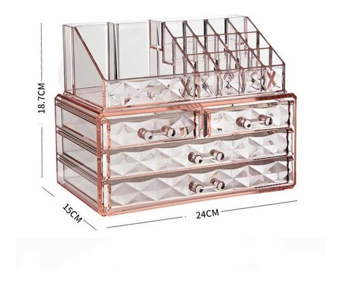 Imagen 2 de 2 de Organizador De Maquillaje Acrilico Con Cajon Premium Gde.
