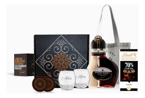 Box Licor Sheridans Vasos Transparentes Chocolates Kit Set