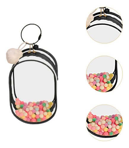 Estojo Para Figuras Minúsculas, Mini Bolsa Preto Com Bola