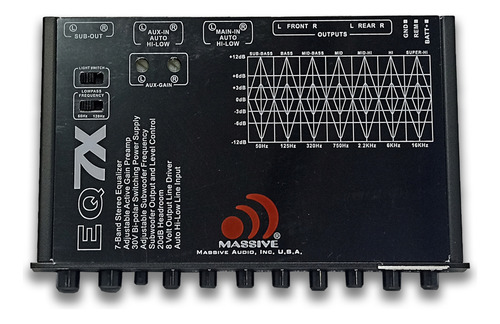 Ecualizador Grafico Massive Audio Eq7x 7 Bandas 8 Volts Color Negro