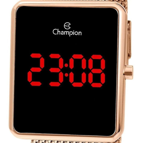 Relógio Champion Feminino Digital Quadrado Rosé Original