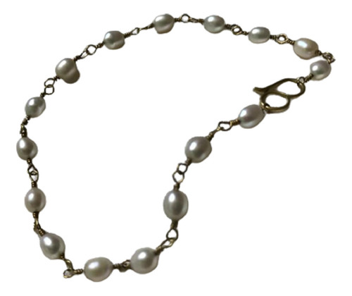 ##072p - Pulseira Em Ouro 18k C Perolas - 19cm Compr